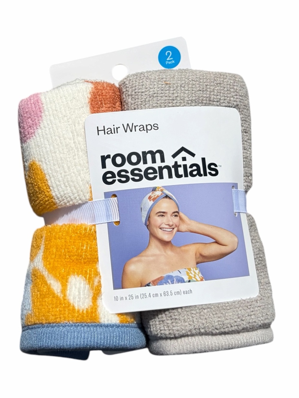 Room Essentials Hair Wraps 10x25 Gray Floral 2-Pack